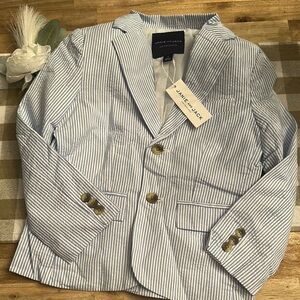 Janie and Jack Blue and white seersucker Kids Blazer